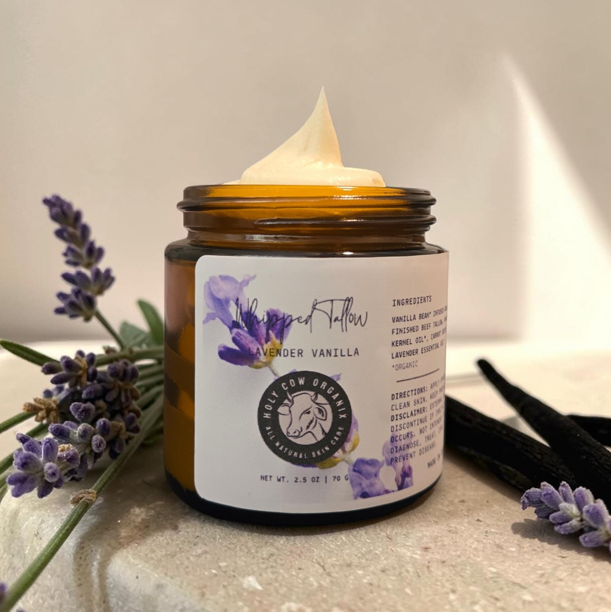フラワーエール、クリーム A Summer Dream — Lavender Vanilla Whipped Tallow – Holy Cow Organix